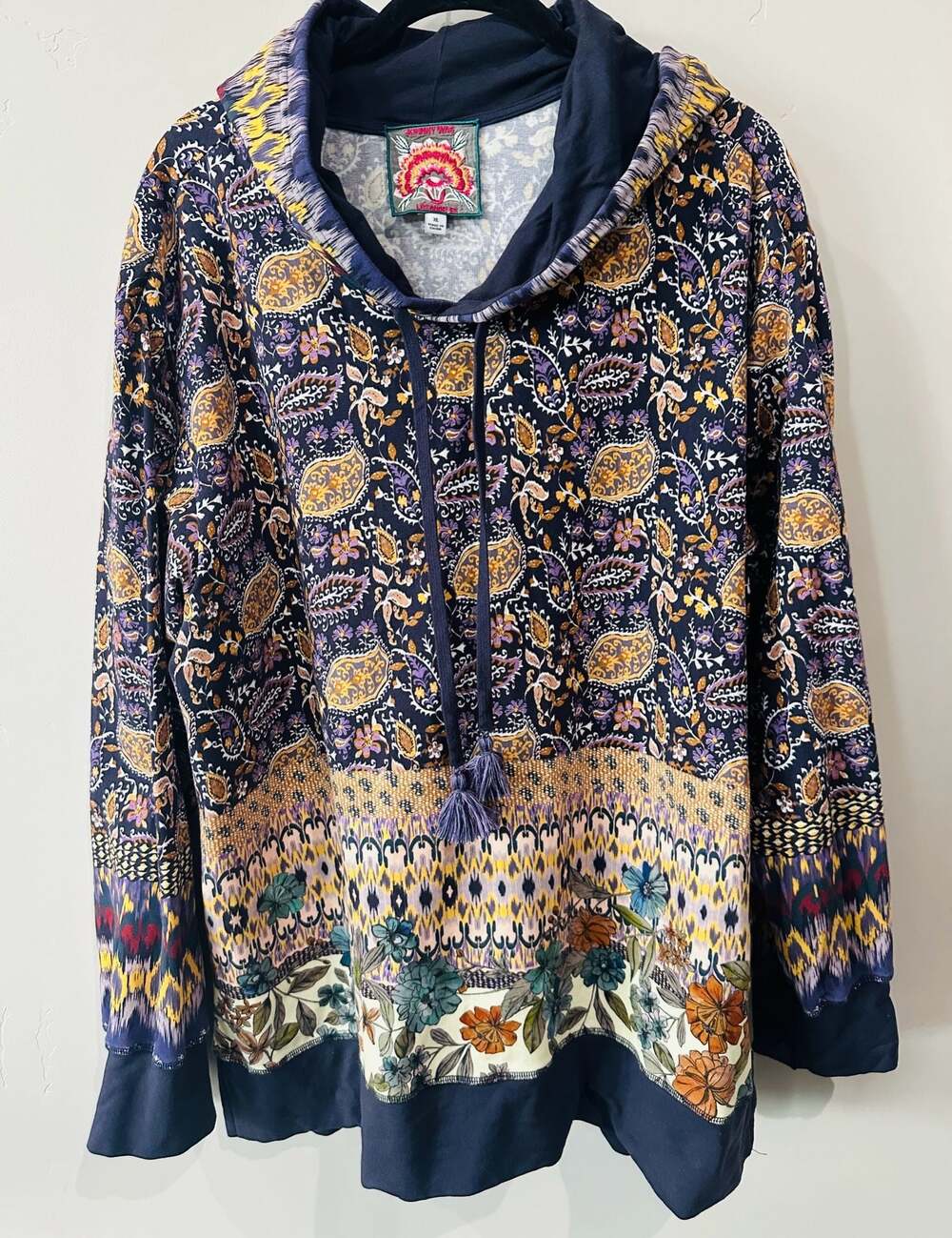 Johnny Was Betzy High low Patterned Boho Sweatshirt XL